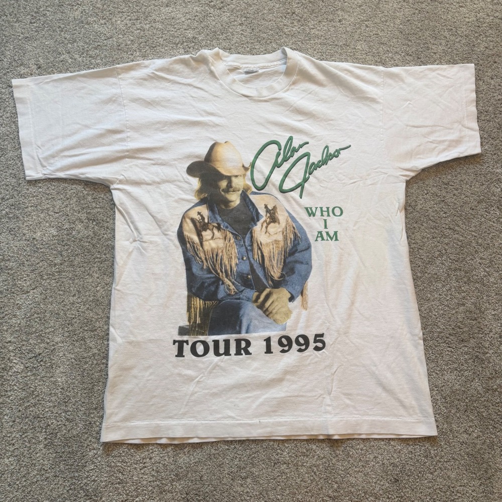 Vintage Alan Jackson Who I Am Tour 1995 T-Shirt XL White Single Stitch Country